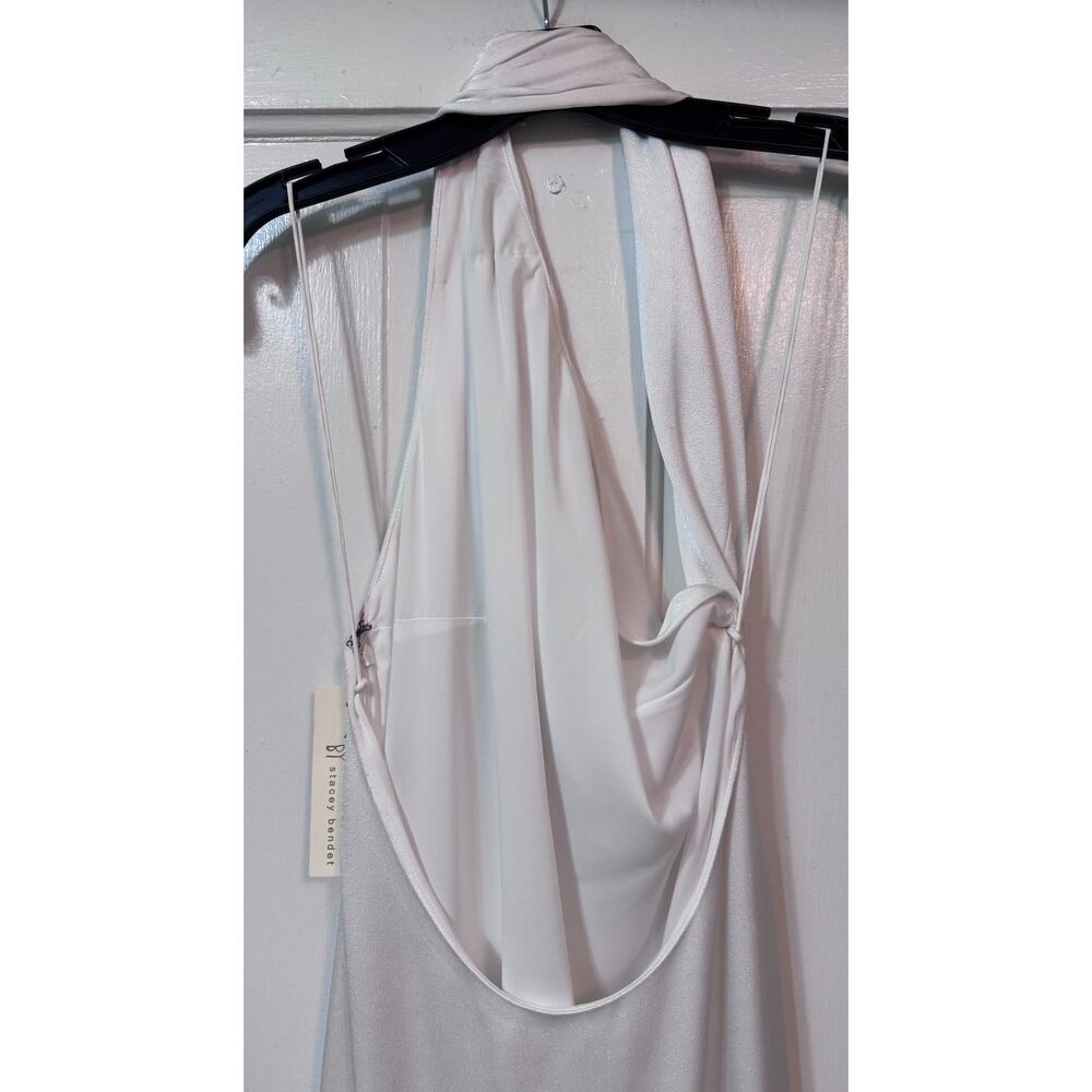 NWT Alice and Olivia Paulette One Shoulder Satin Open Back Gown Size 2 - Picture 13 of 16